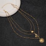 Stainless steel necklace 18K Gold Plated Multi Layer Necklace, Sun & Heart Pendant Stacked Necklace
