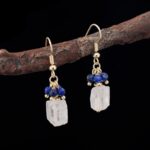 Stainless steel necklace Vintage Style Clear Crystal Lapis Lazuli & Pearl Jewelry Set