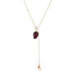 Natural Leaf Necklace European & American Style Natural Rose Freshwater Pearl Lariat Necklace