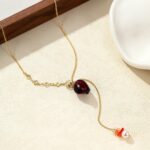 Natural Leaf Necklace European & American Style Natural Rose Freshwater Pearl Lariat Necklace